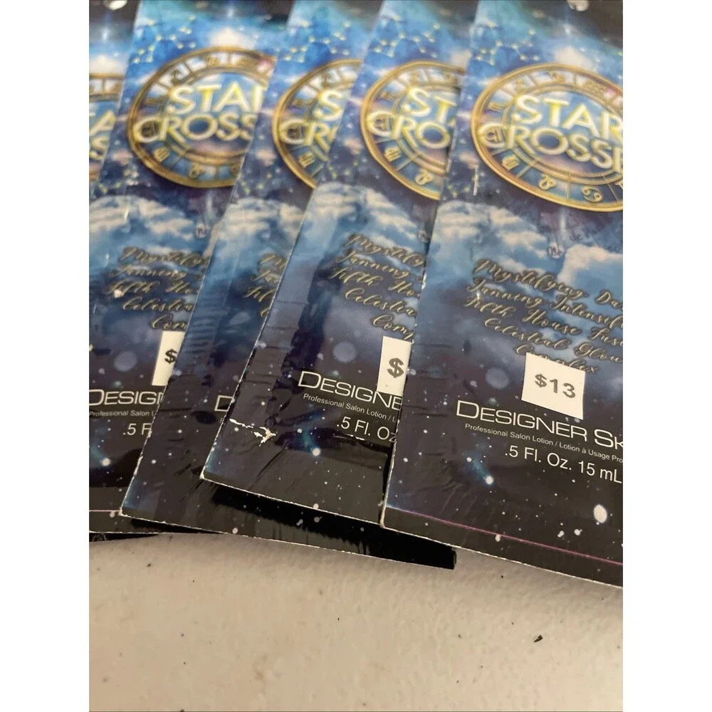 5 Packets of Star Crossed Intensifier Bronzer Tanning Lotion by Designer Skin